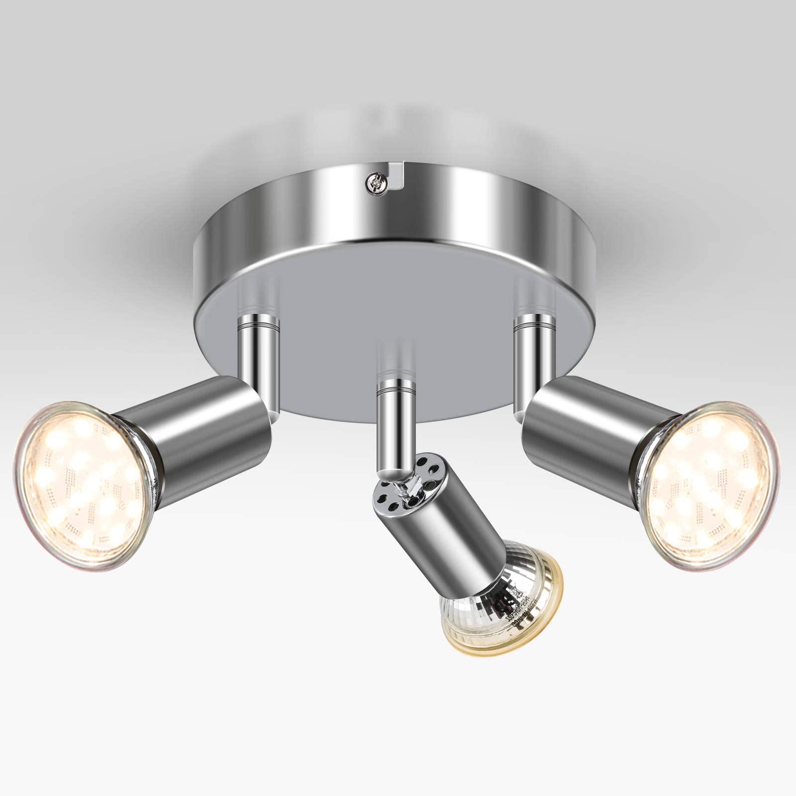 Verilux Rotatable LED Ceiling Spot Light, 3 Way Rotatable Round Plate Spotlight, Adjustable Spot Light for Kitchen, Living Room, Bedroom, Include 3 GU10 Bulbs(4W, 400LM, 2900K Warm White) Verilux Rotatable LED Ceiling Spot Light, 3 Way Rotatable Round Plate Spotlight, Adjustable Spot Light for Kitchen, Living Room, Bedroom, Include 3 GU10 Bulbs(4W, 400LM, 2900K Warm White)
